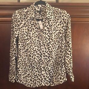 Talbots Leopard print long sleeve blouse 0P New